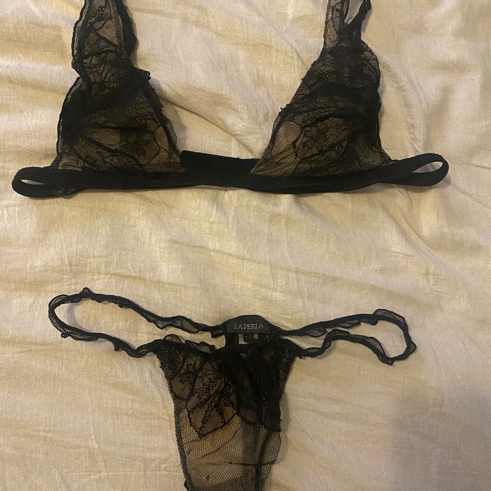 La Perla set. Worn for photo shoot (and washed)Nude and black bra and thong set